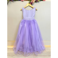 Vestido Infantil Longo Lilás Daminhas Festas Luxo