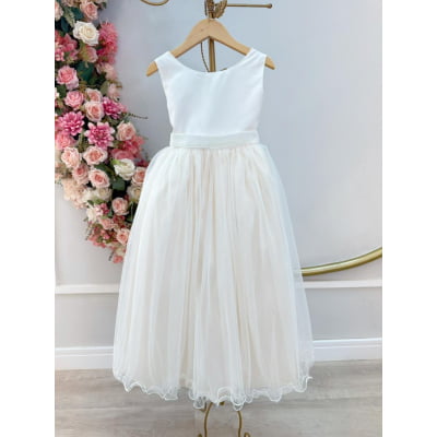 Vestido Infantil Longo Marfim Daminhas Formaturas Luxo