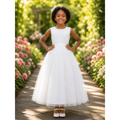 Vestido Infantil Longo Marfim Daminhas Formaturas Luxo