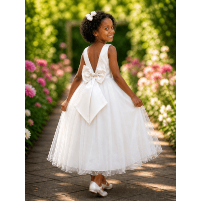 Vestido Infantil Longo Marfim Daminhas Formaturas Luxo