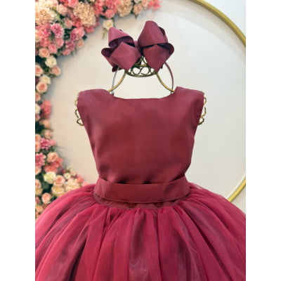 Vestido Infantil Longo Marsala Daminhas Casamentos Luxo
