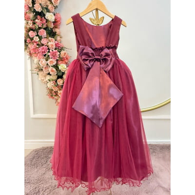 Vestido Infantil Longo Marsala Daminhas Casamentos Luxo
