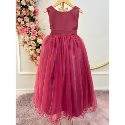 Vestido Infantil Longo Marsala Daminhas Casamentos Luxo