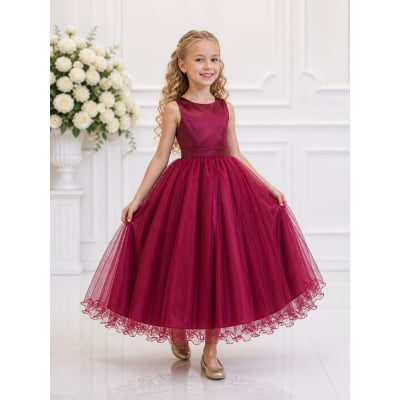 Vestido Infantil Longo Marsala Daminhas Casamentos Luxo