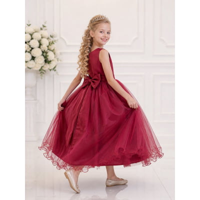 Vestido Infantil Longo Marsala Daminhas Casamentos Luxo