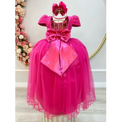 Vestido Infantil Longo Pink Tule Com Renda Casamentos