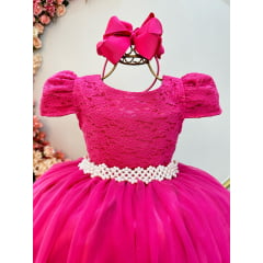 Vestido Infantil Longo Pink Tule Com Renda Casamentos