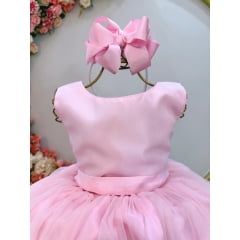 Vestido Infantil Longo Rosa Daminhas Festas Luxo