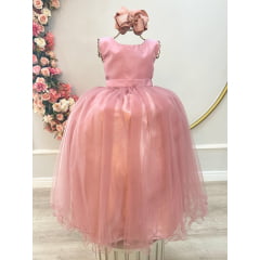 Vestido Infantil Longo Rose Daminhas Casamentos Luxo