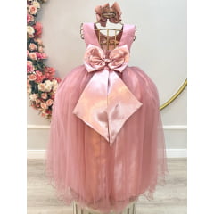 Vestido Infantil Longo Rose Daminhas Casamentos Luxo