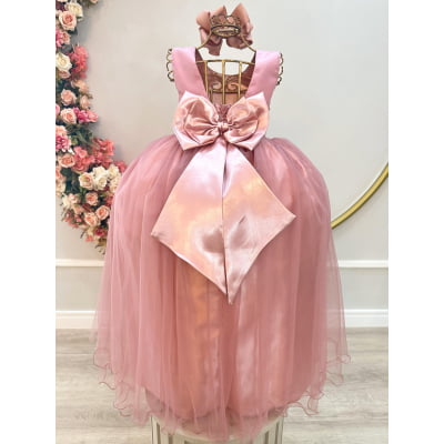 Vestido Infantil Longo Rose Daminhas Casamentos Luxo
