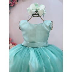 Vestido Infantil Longo Verde Menta Daminhas Casamentos Luxo