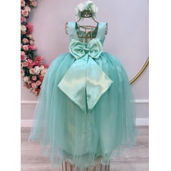 Vestido Infantil Longo Verde Menta Daminhas Casamentos Luxo