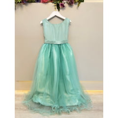 Vestido Infantil Longo Verde Menta Daminhas Casamentos Luxo