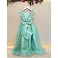 Vestido Infantil Longo Verde Menta Daminhas Casamentos Luxo