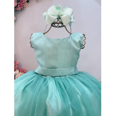 Vestido Infantil Longo Verde Menta Daminhas Casamentos Luxo
