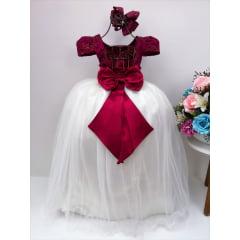 Vestido Infantil Marsala Saia OFF Damas de Honra Casamento