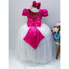 Vestido Infantil Pink Saia Off Damas de Honra Casamento