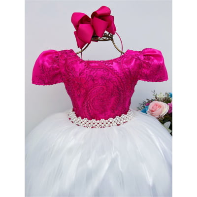 Vestido Infantil Pink Saia Off Damas de Honra Casamento