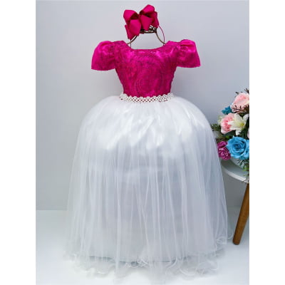 Vestido Infantil Pink Saia Off Damas de Honra Casamento