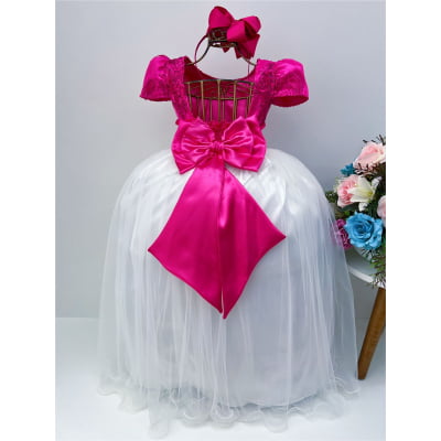 Vestido Infantil Pink Saia Off Damas de Honra Casamento