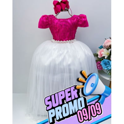 Vestido Infantil Pink Saia Off Damas de Honra Casamento