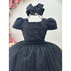 Vestido Infantil Preto Longo Damas C/ Renda Casamento
