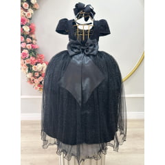 Vestido Infantil Preto Longo Damas C/ Renda Casamento