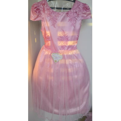Vestido Infantil Rosa Longo Damas Renda Luxo