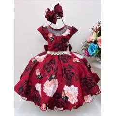 Vestido Infantil Marsala Dama De Honra Aniversário Casamento
