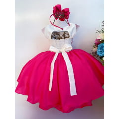 Vestido Infantil Pink Renda Realeza Luxo Festas