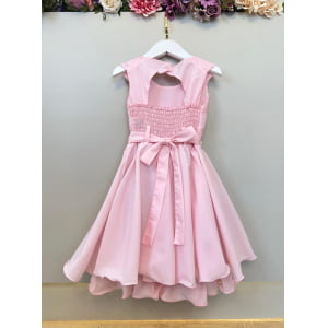 Vestido Infantil Rosa Claro Busto C/ Renda Daminhas