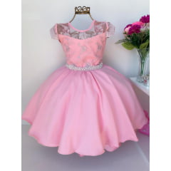 Vestido Infantil Rosa Damas Casamento Festas Princesa Luxo