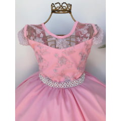 Vestido Infantil Rosa Damas Casamento Festas Princesa Luxo