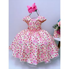 Vestido Infantil Amarelo Confeitaria Cupcakes Doces Pérolas