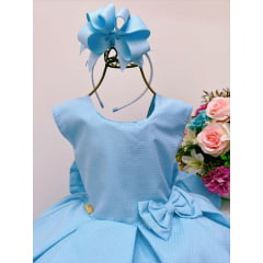 Vestido Infantil Azul Luxo Princesas C/Máscara
