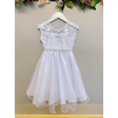 Vestido Infantil Branco C/ Babados e Renda  Daminhas Festas