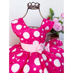 Vestido Infantil Minnie Pink Luxo Babados Sem Manga Festas