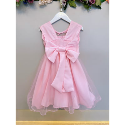 Vestido Infantil Rosa C/ Babados e Renda  Daminhas Festas