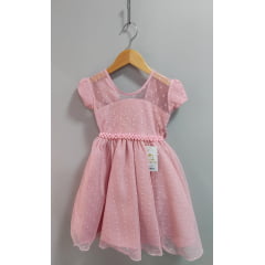 Vestido Infantil Rose C/ Tule Pipoquinha Luxo C/ Pérolas