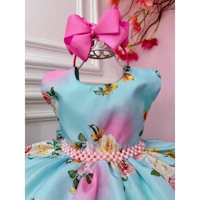 Vestido Infantil Verde Jardim das Flores Festas Luxo