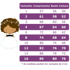 Vestido Infantil Branco Liso Aplique Laço Damas Formaturas