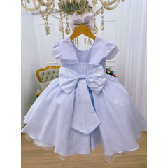 Vestido Infantil Branco Liso Laço Dama Formatura Luxo Festa