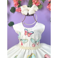 Vestido Infantil Jardim das Borboletas Off Festa Daminhas
