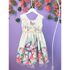 Vestido Infantil Jardim das Borboletas Off Festa Daminhas