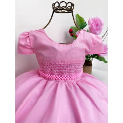 Vestido Infantil Rosa Bebê Princesas Cinto Pérolas Luxo