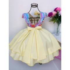 Vestido Infantil Tay Day Amarelo Princesa Luxo Laço