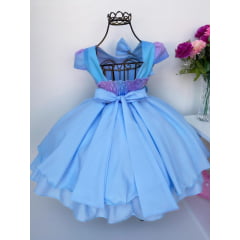 Vestido Infantil Tay Day Azul Princesa Luxo Laço