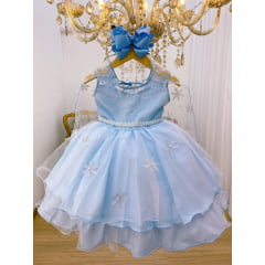 VESTIDO INFANTIL FROZEN COM CAPA LUXO FESTAS PRINCESAS