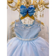VESTIDO INFANTIL FROZEN COM CAPA LUXO FESTAS PRINCESAS